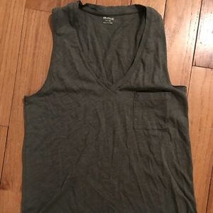 Madewell: Army green V-neck tank top